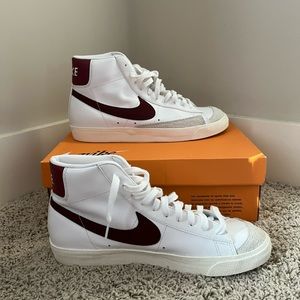 Red and White Nike Blazers